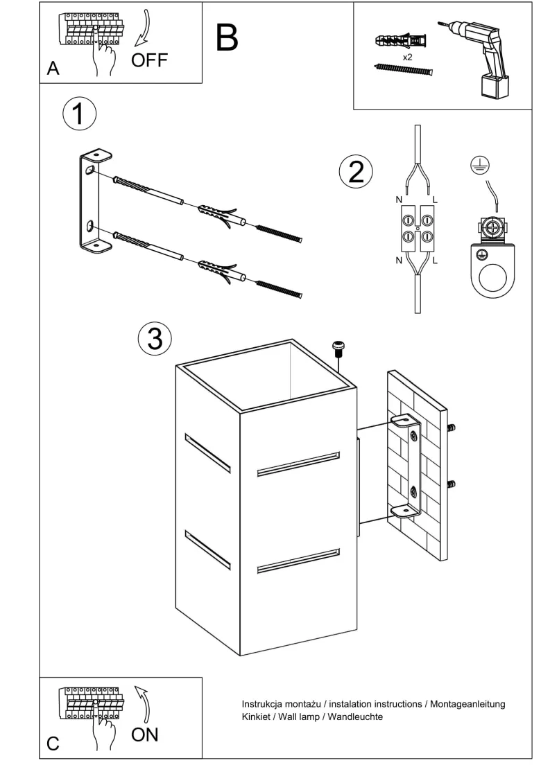 Aplique de pared BLOCCO blanco, G9