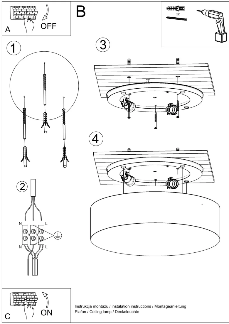 Aplique de techo ARENA gris, E27