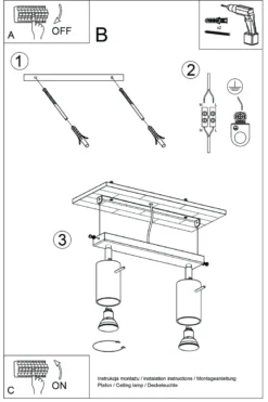 Aplique de techo BERG 2 de madera, GU10