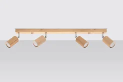 Aplique de techo BERG 4, madera natural, GU10