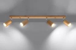 Aplique de techo BERG 4, madera natural, GU10
