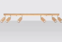 Aplique de techo BERG 6, madera natural, GU10