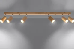 Aplique de techo BERG 6, madera natural, GU10