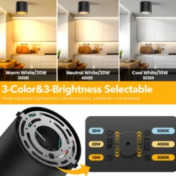 Aplique de techo LED FADO 10-20-30W. 3xCCT, Ajustable 15º-60º, blanco