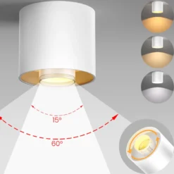 Aplique de techo LED FADO 10-20-30W. 3xCCT, Ajustable 15º-60º, blanco