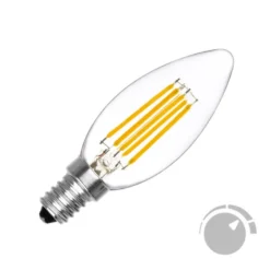 Bombilla Filamento LED Vela E14 COB 6W, Regulable