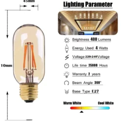 Bombilla Led E27 COB filamento GOLD 4W, Ø45x110mm, Regulable