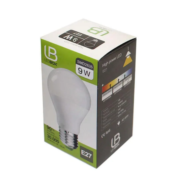 Bombilla LED E27, 240º, 9W