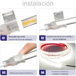 Cable para tira led DC24V COB 8mm con conectores rápidos