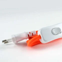 Cable textil con interruptor y enchufe, 2x0,75mm, 2m, naranja