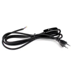 Cable textil con interruptor y enchufe, 2x0,75mm, 2m, negro