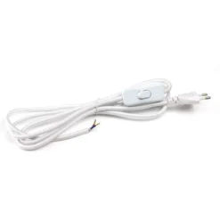 Cable textil con interruptor y enchufe, 2x0,75mm, 2m, blanco