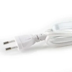 Cable textil con interruptor y enchufe, 2x0,75mm, 2m, blanco