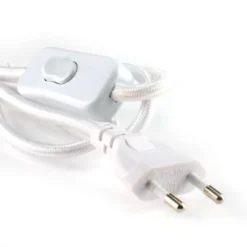 Cable textil con interruptor y enchufe, 2x0,75mm, 2m, blanco