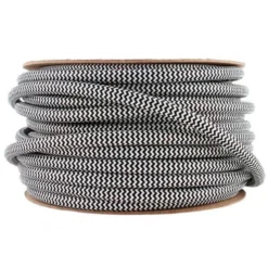 Cable textil redondo 2x0,75mm, 1m, negro-blanco