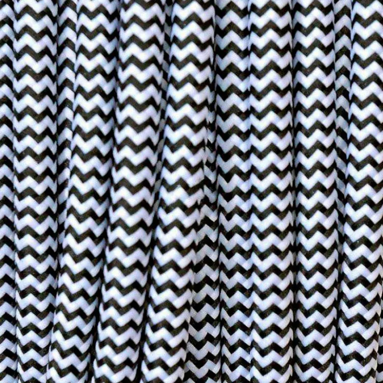 Cable textil redondo 2x0,75mm, 1m, negro-blanco