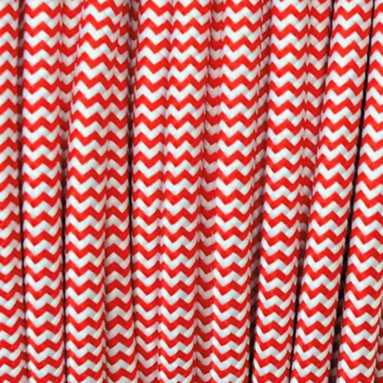 Cable textil redondo 2x0,75mm, 1m, rojo-blanco