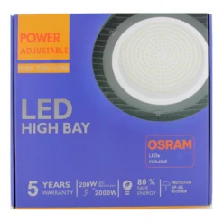 Campana Industrial UFO Slim 200W-150W-100W, Chipled OSRAM, regulable