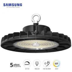 Campana Industrial UFO Slim 200W-160W-120W, Chipled SAMSUNG, 3CCT, 1-10V regulable