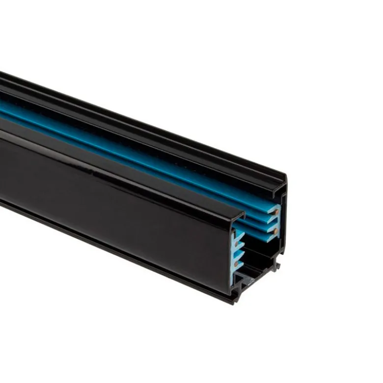 Carril trifásico con conector, 2 metros, negro
