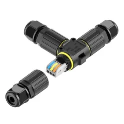 Conector T IP68, 165*100mm, Ø30mm, 3 cables 0.5-2.5mm2, 16A, conectores rápidos