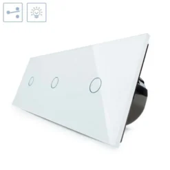 Conmutador 3 módulos táctil, 3 botones, frontal blanco LIVOLO