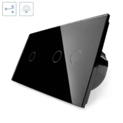 Conmutador 2 módulos táctil, 3 botones, frontal negro LIVOLO
