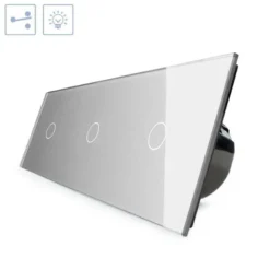Conmutador 3 módulos táctil, 3 botones, frontal gris LIVOLO