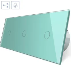 Conmutador 3 módulos táctil, 3 botones, frontal verde LIVOLO
