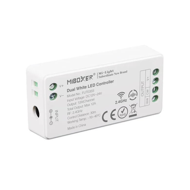 Controlador CCT blanco dual mini RF 4 zonas 12A