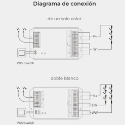 Controlador 2.4G RF, DC12-48V, 30A, 2 en 1 monocolor + CCT