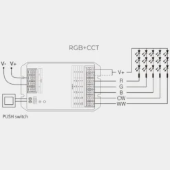 Controlador 2.4G RF, DC12-48V, 30A, 5 en 1 (MONO, CCT, RGB, RGBW, RGB+CCT)