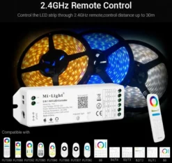 Controlador 2.4G RF, DC12-24V, 15A, WiFi APP, Alexa Voice Control, 5 en 1