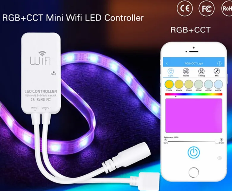 Controlador Open Lit RGB+CCT, WiFi APP, Alexa Voice Control