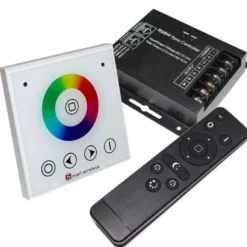 Controlador RF RGBW táctil empotrable + mando a distancia