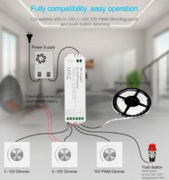 Controlador 0/1-10V, 12A, RF-WiFi