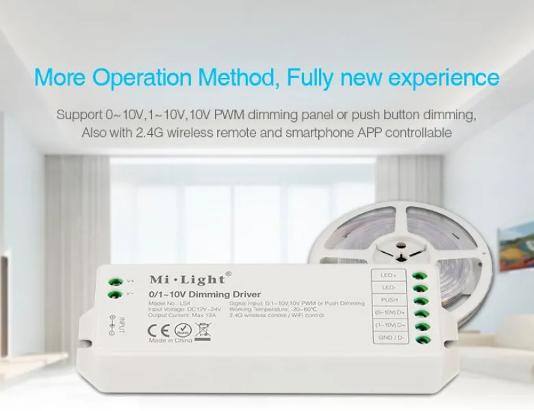 Controlador 0/1-10V, 12A, RF-WiFi