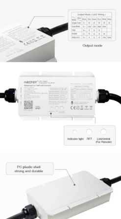 Controlador Waterproof RF, WiFI App, 5 en 1 (MONO, CCT, RGB, RGBW, RGB+CCT)