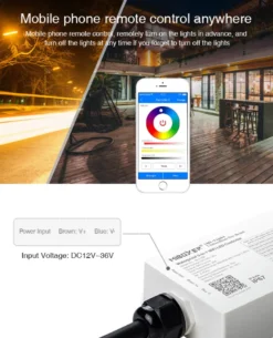 Controlador Waterproof RF, WiFI App, 5 en 1 (MONO, CCT, RGB, RGBW, RGB+CCT)