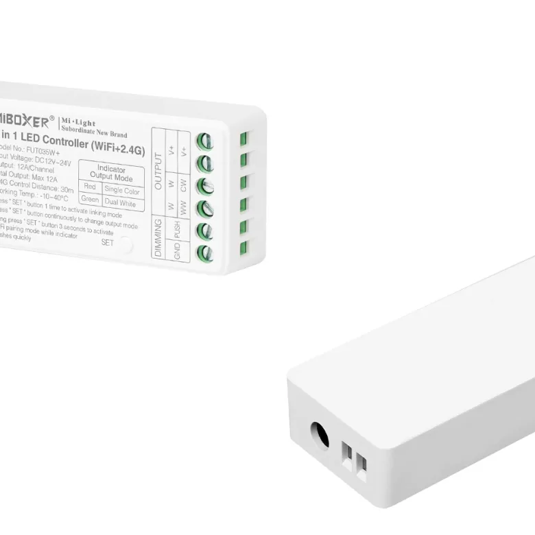 Controlador WiFi + 2.4G RF + Bluetooth, DC12-24V, 12A, 2 en 1, mono + CCT