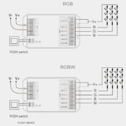Controlador WiFi + 2.4G RF, DC12-48V, 30A, 5 en 1 (MONO, CCT, RGB, RGBW, RGB+CCT)