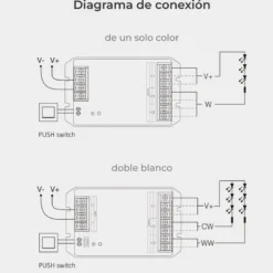 Controlador WiFi + 2.4G RF, DC12-48V, 30A, 5 en 1 (MONO, CCT, RGB, RGBW, RGB+CCT)