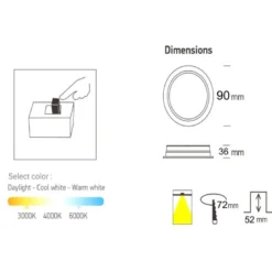 Downlight Led, 5-8-12W, CCT ajustable, OSRAM Chip, UGR17