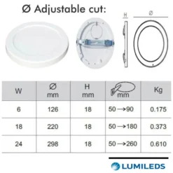 Downlight / Plafón Led BOL, 6W, LUMILED Chip, CCT ajustable
