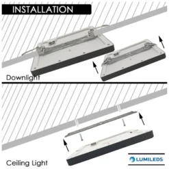 Downlight / Plafón Led KUB, 18W, LUMILED Chip, CCT ajustable, negro