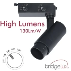Foco carril Monofásico PIKE RAIL LED 3-5-7-9-12W, 3CCT, 15º-60º, negro