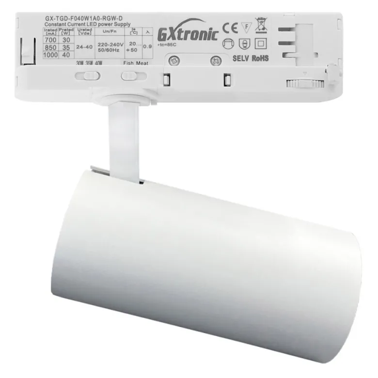 Foco carril Trifásico CRONOLUX, 40W-30W, blanco, 38º, UGR13, DUAL Carnes y Pescados