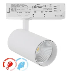 Foco carril Trifásico CRONOLUX, 40W-30W, blanco, 38º, UGR13, DUAL Carnes y Pescados