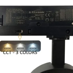 Foco carril Trifásico ROMA, 40W-26W, negro, regulable 24º-60º, UGR13, CCT