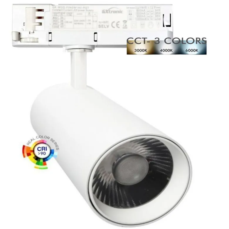 Foco carril Trifásico SAMOS, 40W-26W, blanco, 24º-60º, UGR13, CCT